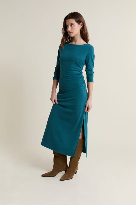 Long Dress with Boat Neckline;${refinementColor}