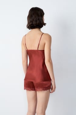 Silk Camisole with Lace Details;${refinementColor}