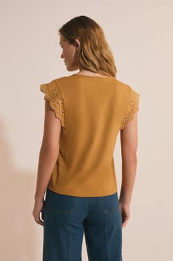 Cotton T-shirt with embroidered details;${refinementColor}