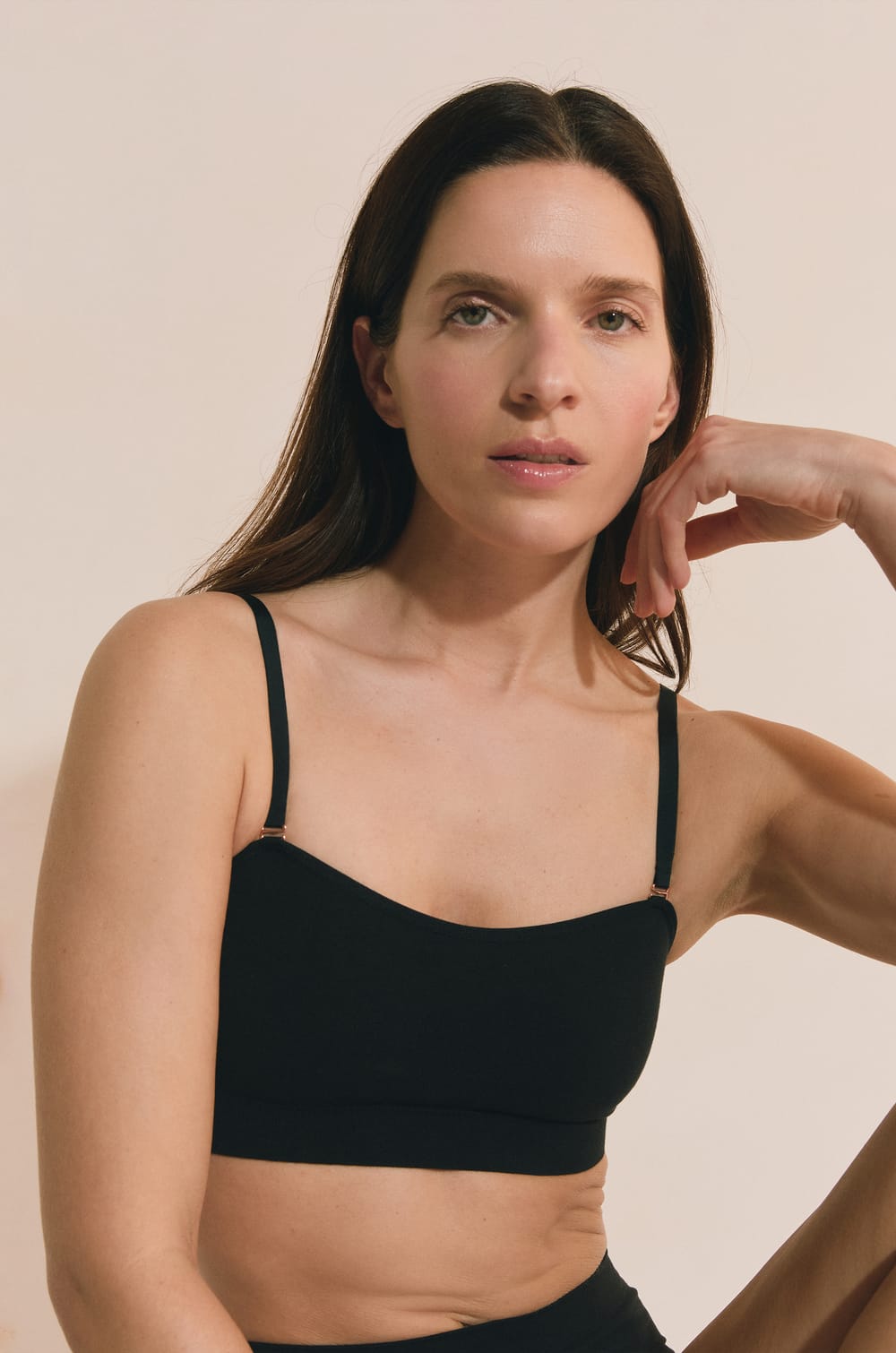 Soutien-gorge bandeau avec bretelles amovibles en coton;${refinementColor}