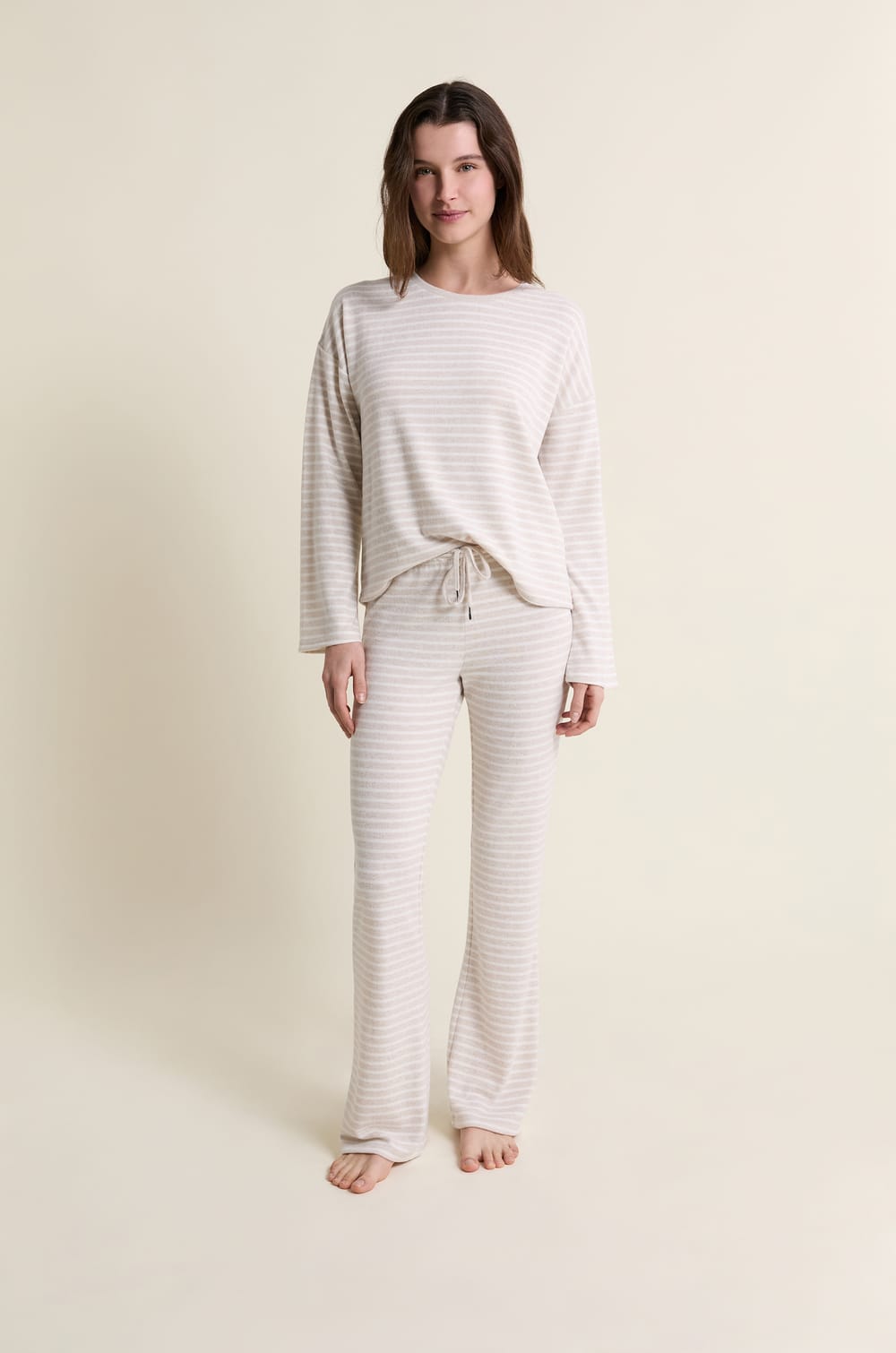 Sweatshirt de pyjama &agrave; rayures;${refinementColor}