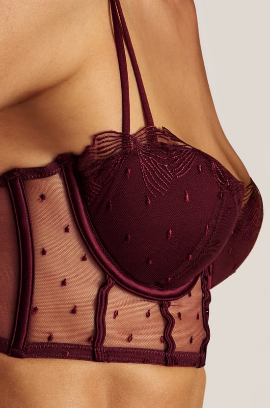 Soutien-gorge bustier coques fines en broderie;${refinementColor}