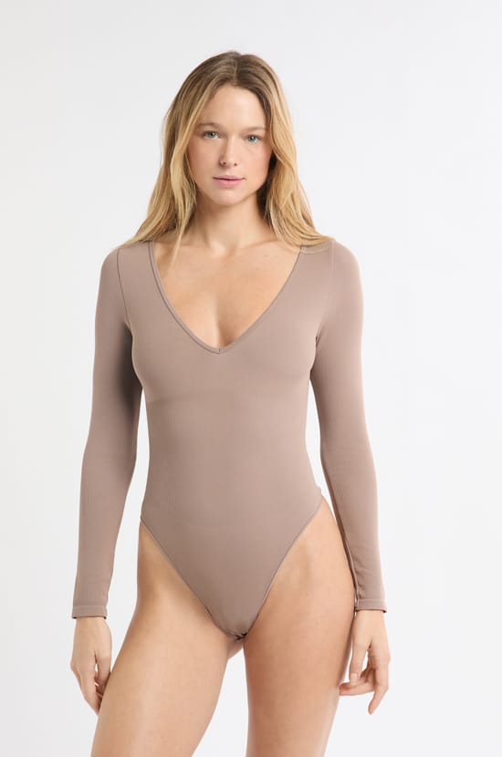 Body mit V-Ausschnitt und langen &Auml;rmeln;${refinementColor}