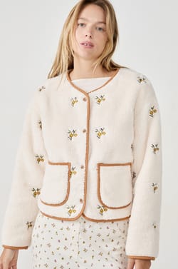 Veste avec broderies fleurs;${refinementColor}