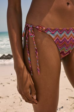 Bas de maillot de bain bikini &agrave; nouer imprim&eacute; paillet&eacute;;${refinementColor}