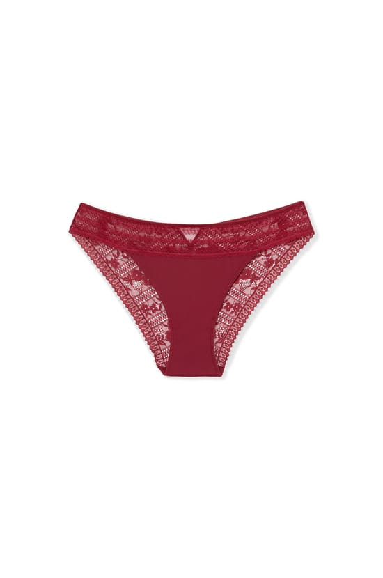 Culotte en dentelle et microfibre;${refinementColor}