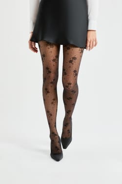 Transparente Strumpfhose mit Print - 15D;${refinementColor}