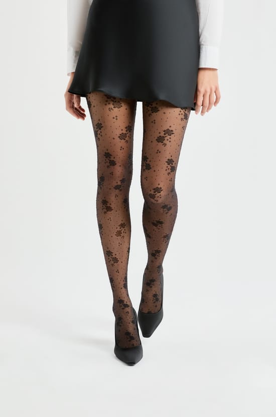 Transparente Strumpfhose mit Print - 15D;${refinementColor}