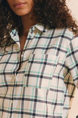 Chemise de pyjama &agrave; carreaux en coton;${refinementColor}