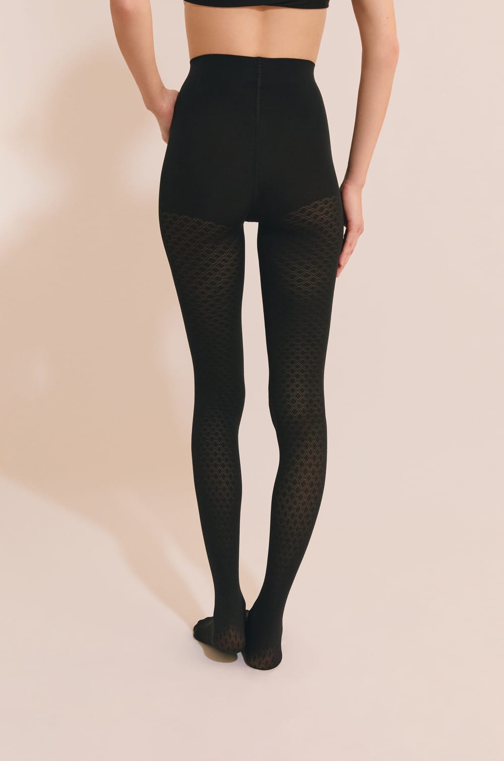 Collant opaque &agrave; motifs losanges - 40 Deniers ;${refinementColor}