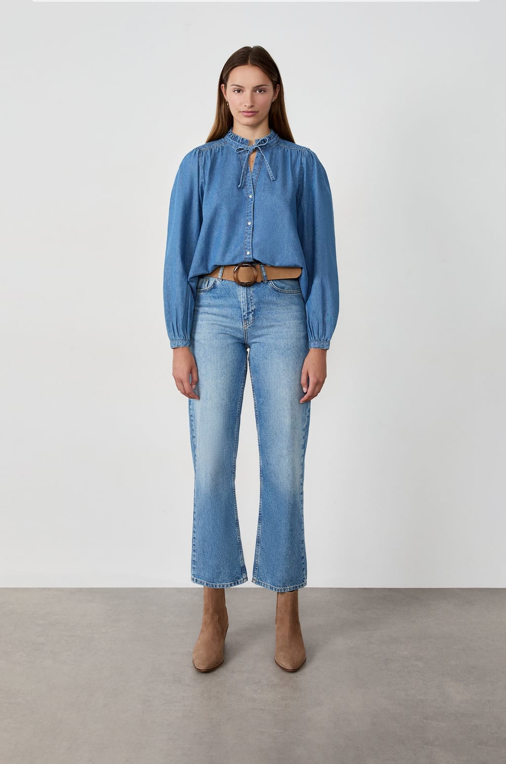 Chemise avec noeud en coton;${refinementColor}