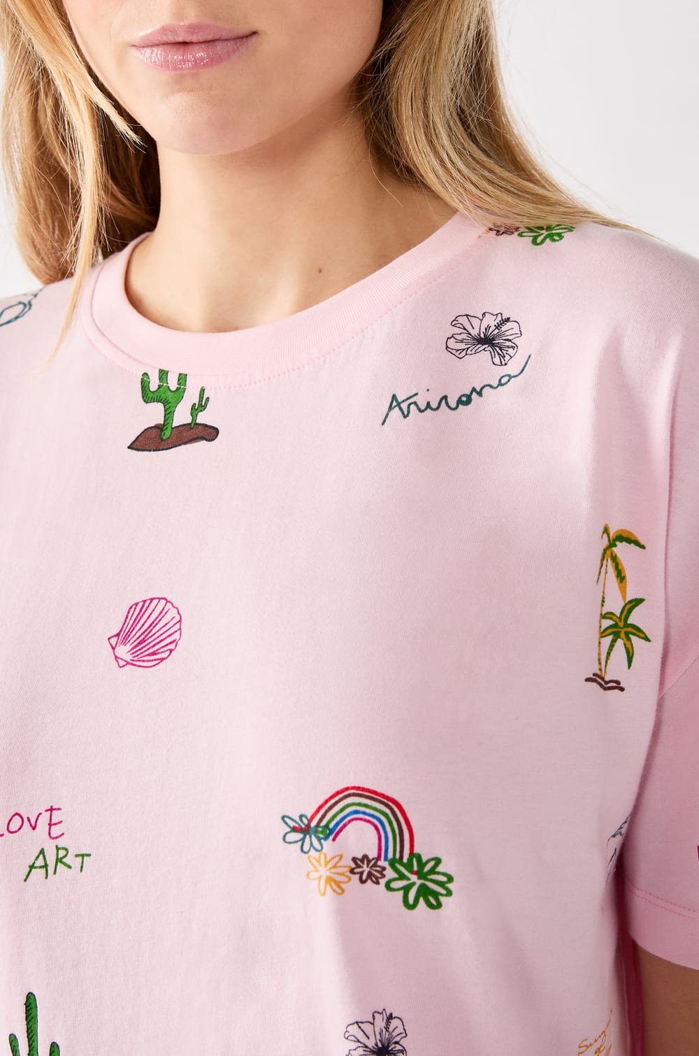 Robe t-shirt imprimée à franges;${refinementColor}