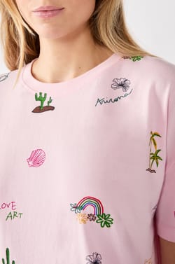 Robe t-shirt imprimée à franges;${refinementColor}