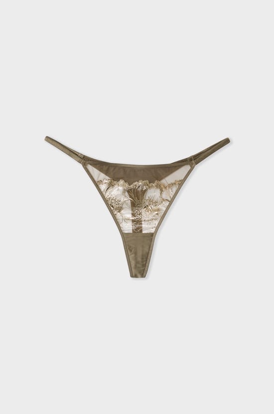 Embroidered Tulle Thong;${refinementColor}