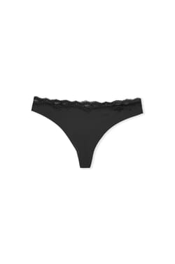 Tanga de microfibra con detalles de encaje;${refinementColor}