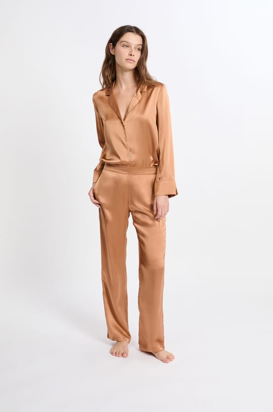 Pantalon de pyjama en soie;${refinementColor}