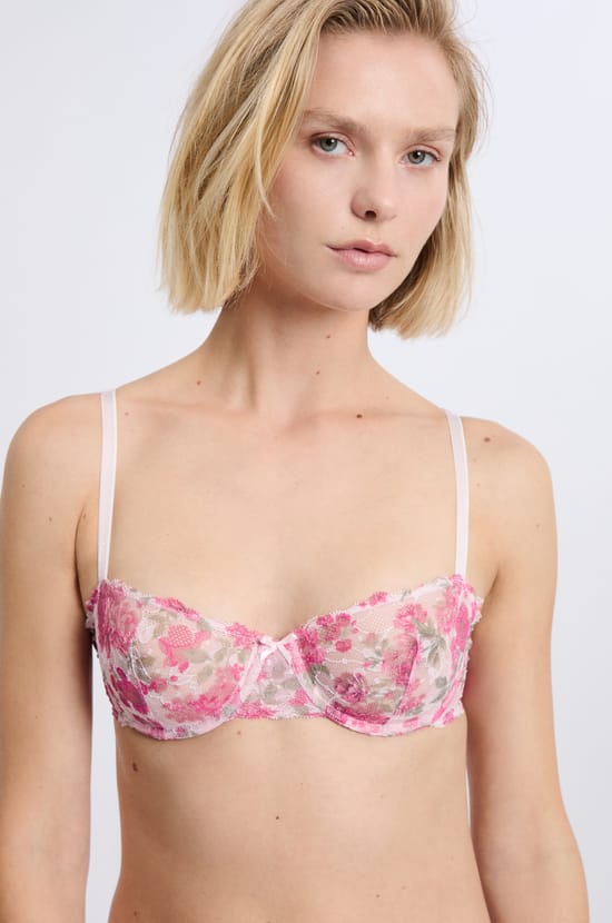 Bra N.9 - Lace Balconette with Flowers;${refinementColor}