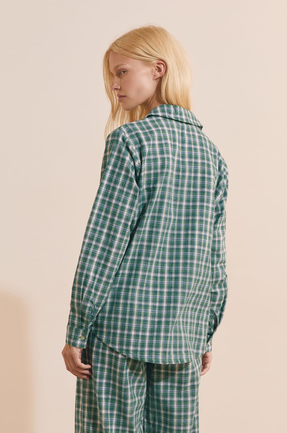 Chemise manches longues &agrave; carreaux en coton ;${refinementColor}