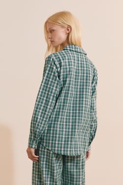 Chemise manches longues &agrave; carreaux en coton ;${refinementColor}