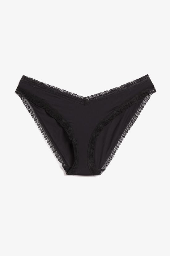 V-shape Brief in Microfiber and Lace;${refinementColor}