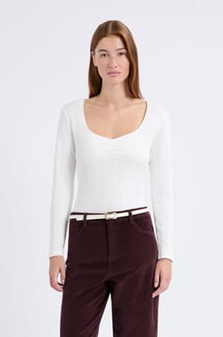 Camiseta de manga larga de punto el&aacute;stico de algod&oacute;n;${refinementColor}