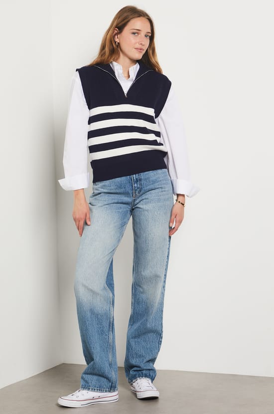 Sleeveless Breton Sweater;${refinementColor}