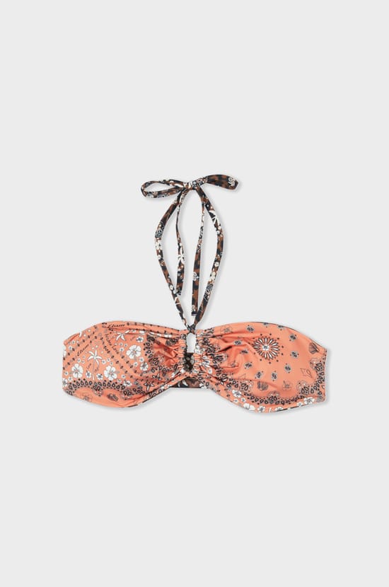 Reversible printed bandeau bikini top;${refinementColor}