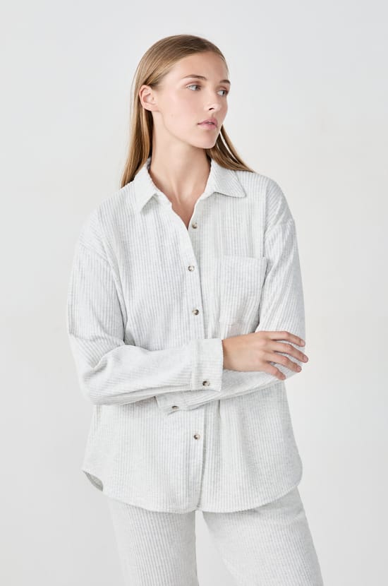 Ribbed Pyjama Shirt;${refinementColor}
