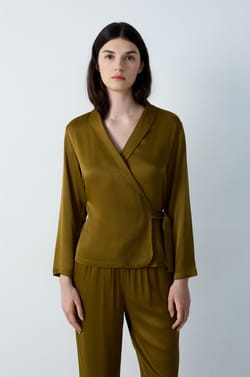 Smooth Tie-Front Pyjama Shirt;${refinementColor}