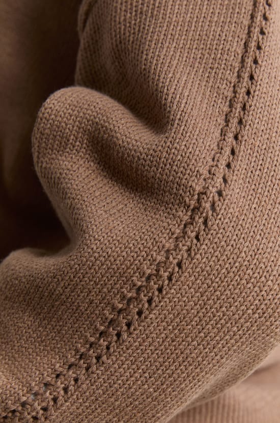 V-neck Polo with Long Sleeves in Cotton;${refinementColor}