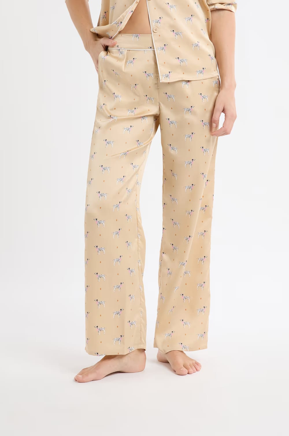 Ensemble de pyjama en satin à motifs Dalmatiens;${refinementColor}