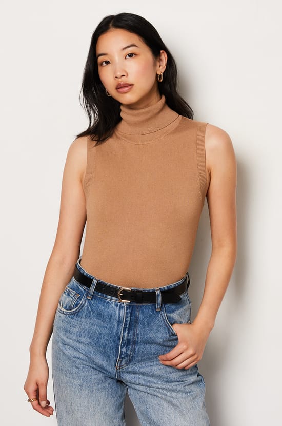 Sleeveless Turtleneck Sweater;${refinementColor}