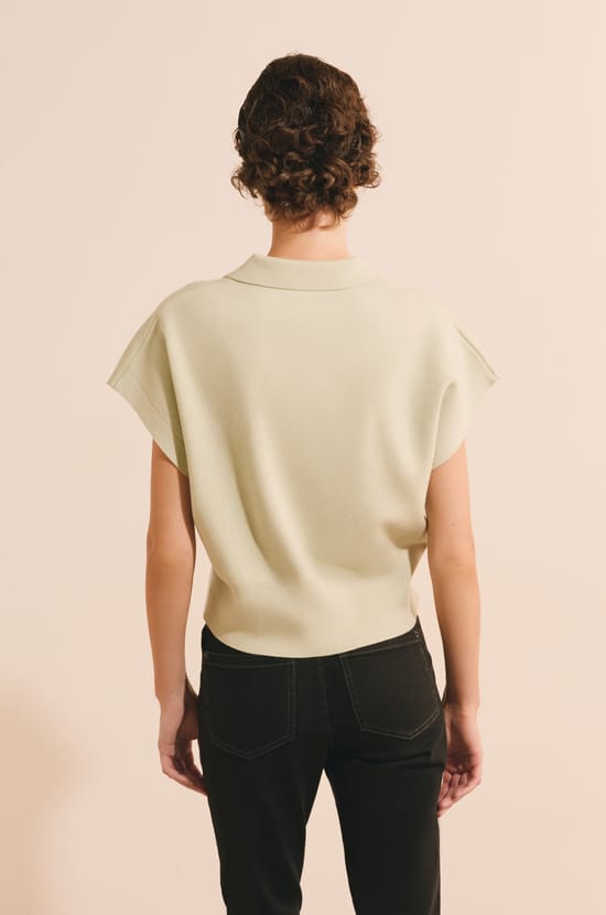 Pull manches courtes avec col polo;${refinementColor}