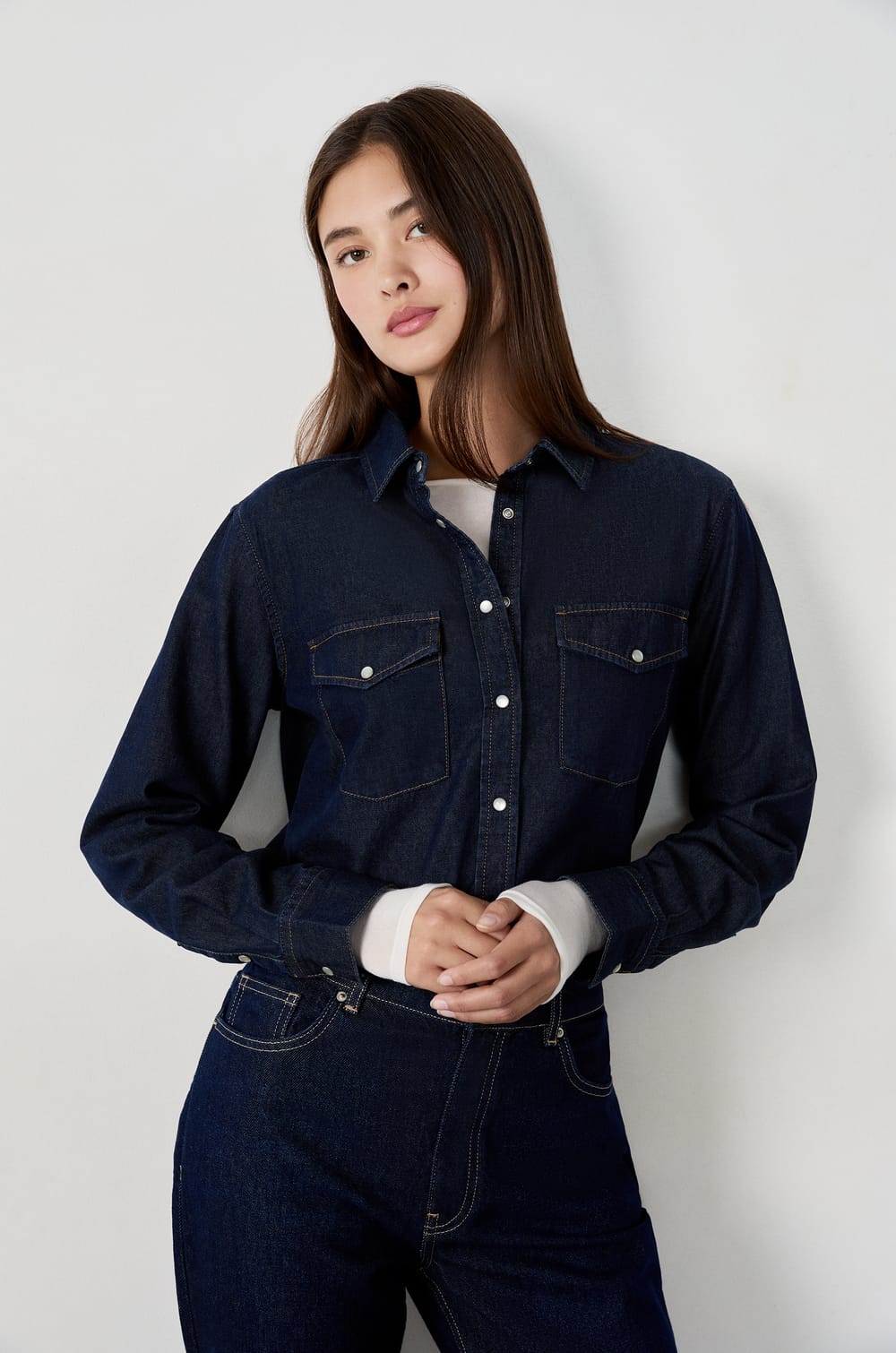 Chemise effet denim;${refinementColor}