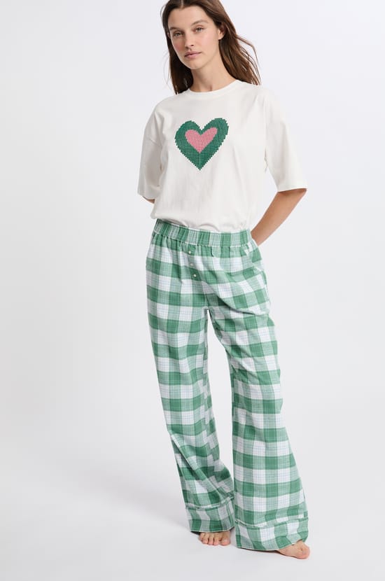 Pantalon de pyjama à carreaux en coton;${refinementColor}