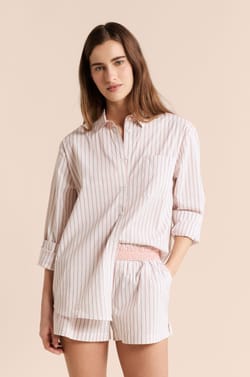 Pantal&oacute;n corto de pijama a rayas con algod&oacute;n;${refinementColor}