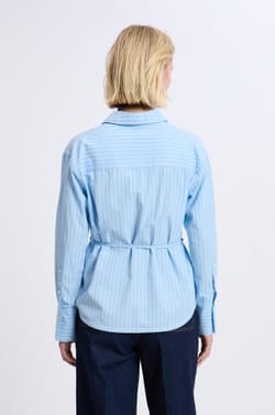 Camisa manga larga de algodón con cinturón;${refinementColor}