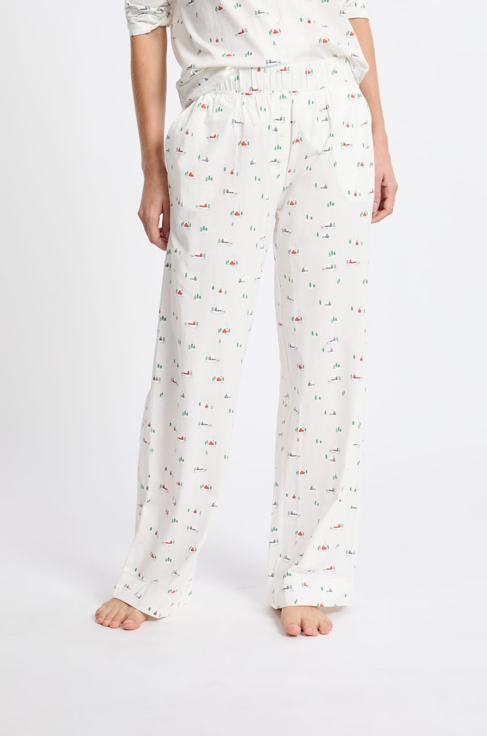 Pantalon de pyjama à motifs en coton;${refinementColor}
