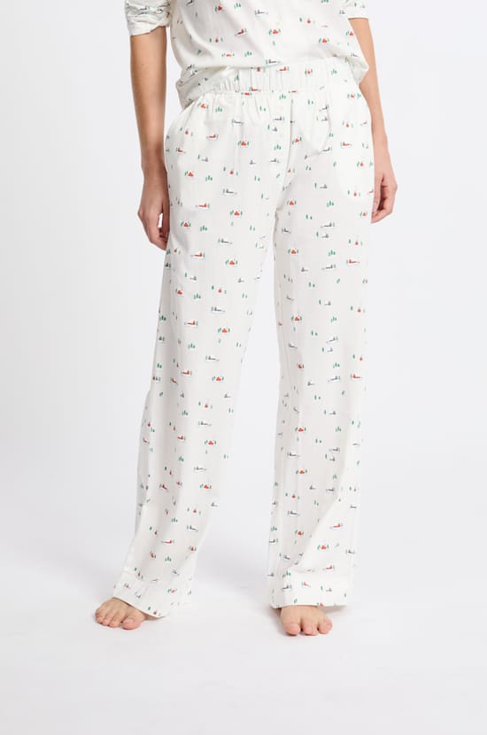 Pantalon de pyjama à motifs en coton;${refinementColor}
