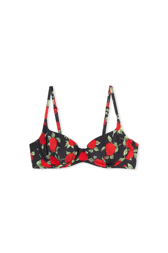 Haut de maillot de bain corbeille &agrave; motif floral;${refinementColor}