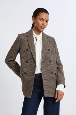 Veste blazer à carreaux;${refinementColor}
