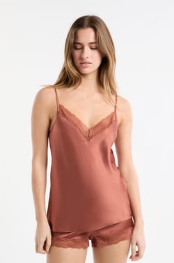 Tr&auml;gertop aus Seide mit Spitzendetails;${refinementColor}