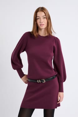 Robe à manches longues en maille fine;${refinementColor}