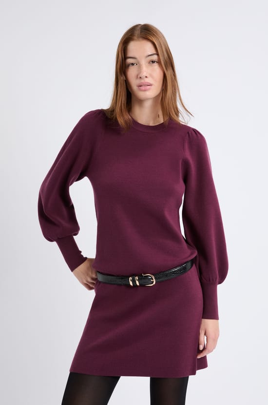 Robe à manches longues en maille fine;${refinementColor}