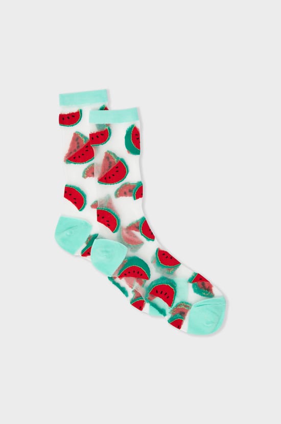 Chaussettes transparentes à motifs pastèques Coucou Suzette;${refinementColor}