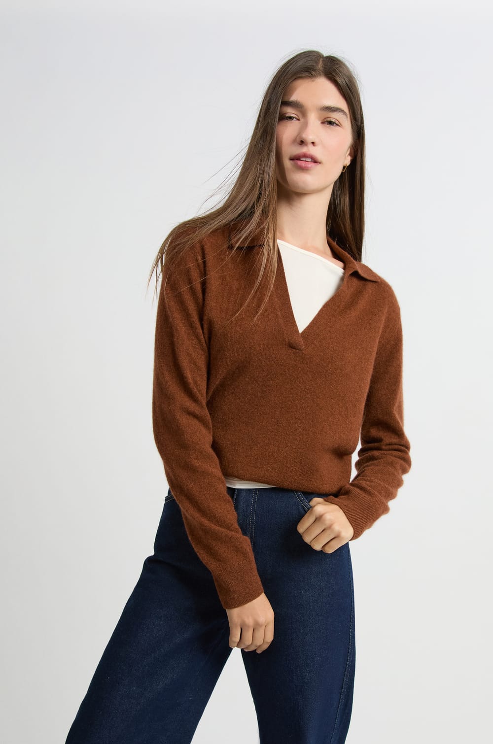 Cashmere Polo Neck Sweater;${refinementColor}
