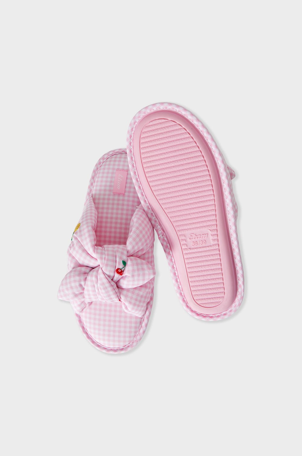 Cotton Slippers with Bow;${refinementColor}