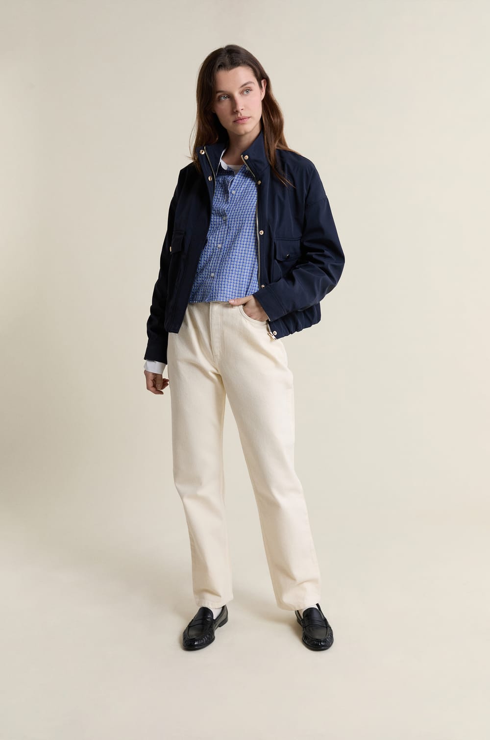 Jean coupe droite en coton ;${refinementColor}