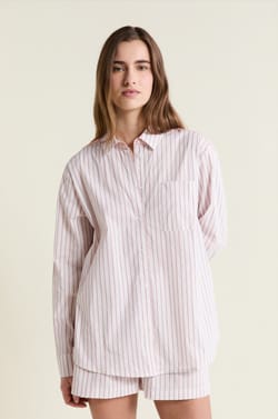 Pyjamahemd met strepen van katoen;${refinementColor}