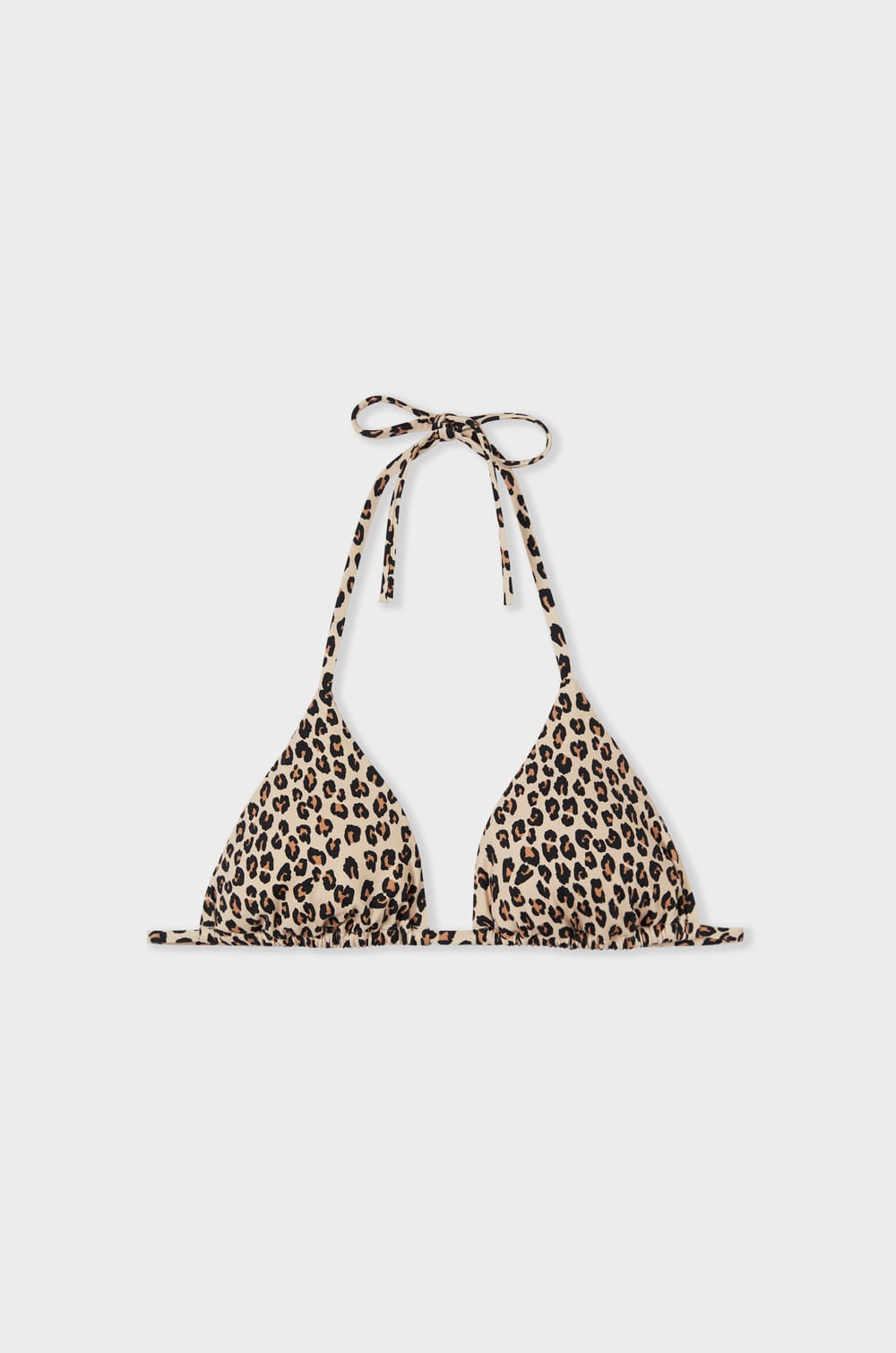 Triangle bikini top with leopard print;${refinementColor}